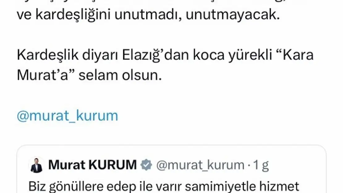 Başkan Şahin Şerifoğulları'ndan Kara Murat'a selam!