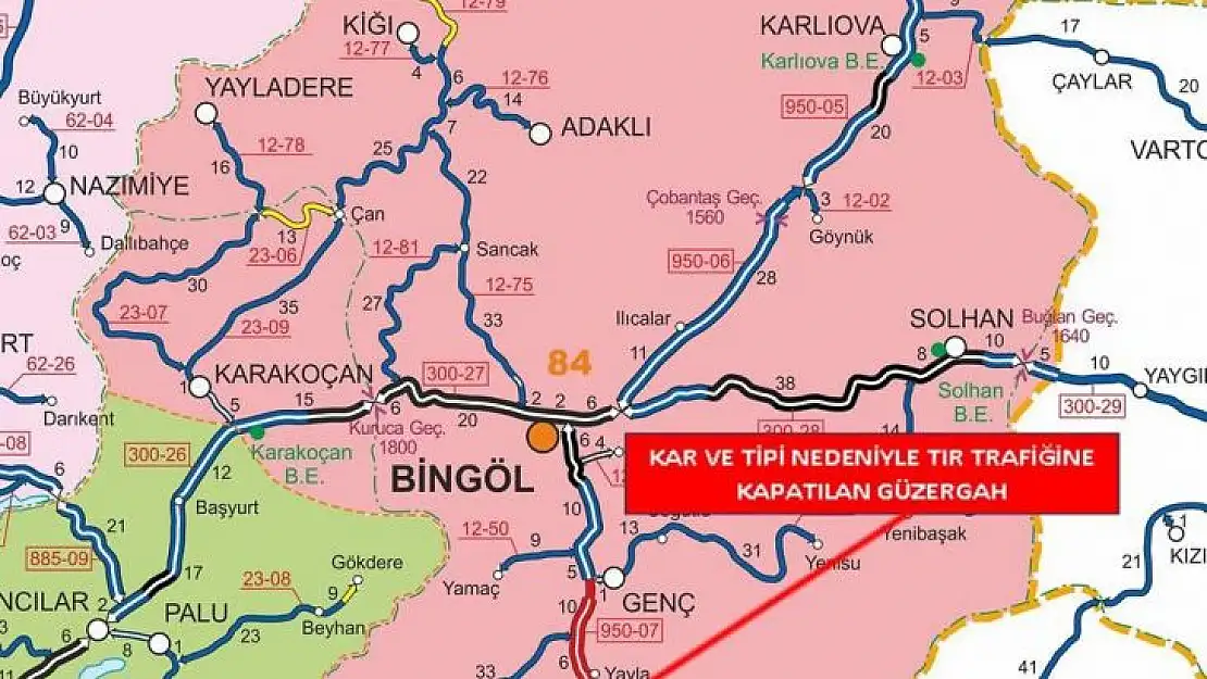 Bingöl - Diyarbakır kara yolu tır trafiğine kapatıldı