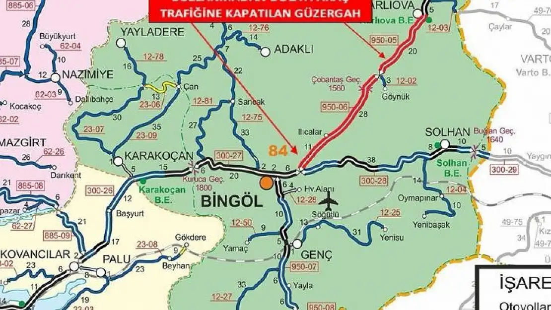 Bingöl-Erzurum karayolu buzlanma nedeniyle araç trafiğine kapatıldı