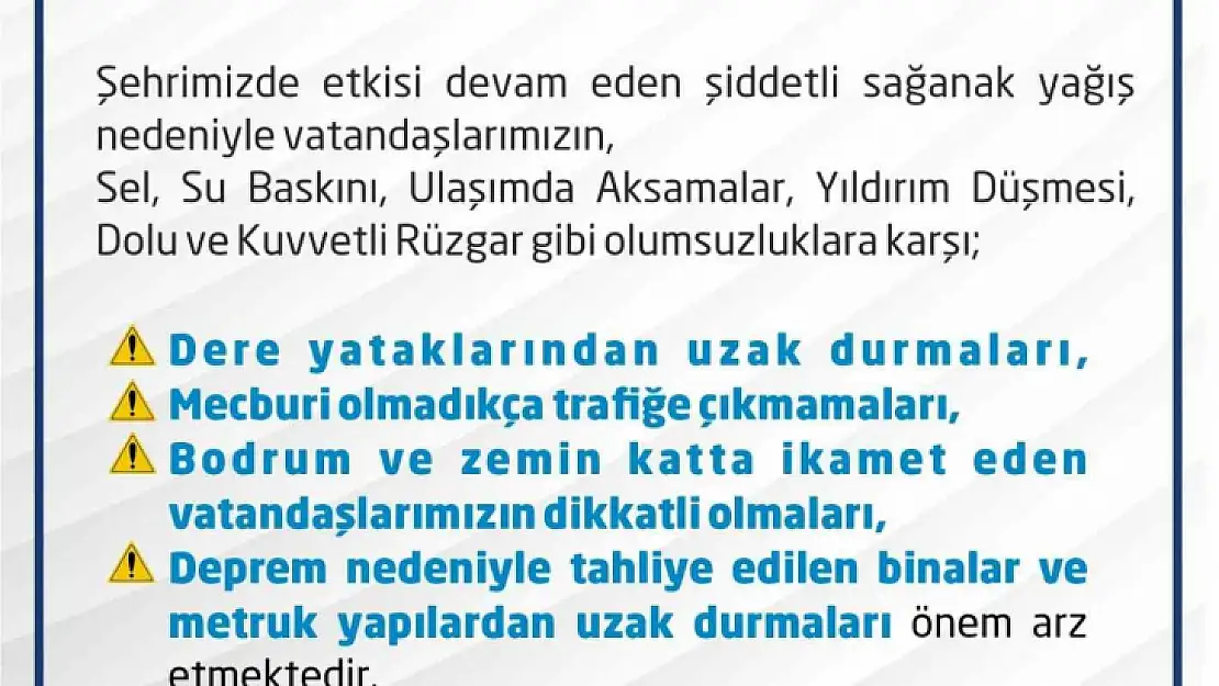 Elazığ Valiliği vatandaşları uyardı