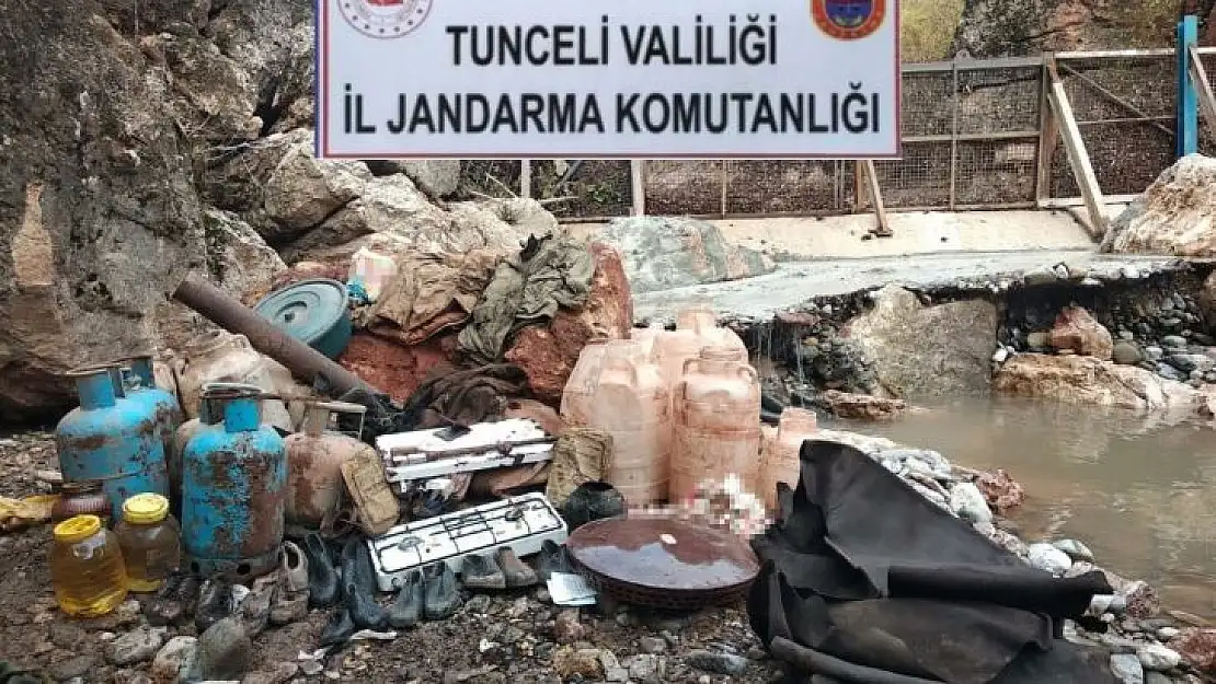 Tunceli'de mağara içinde malzeme ele geçirildi