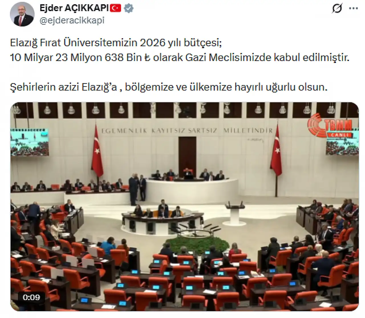 Fırat Üniversitesi'nin 2026 yılı bütçesi netleşti