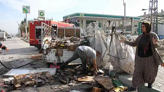 Alev alev yanan pikabı benzin istasyonuna çekerek kurtardı
