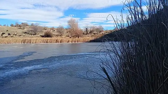 Elazığ'da Sülüklü Göl buz tuttu