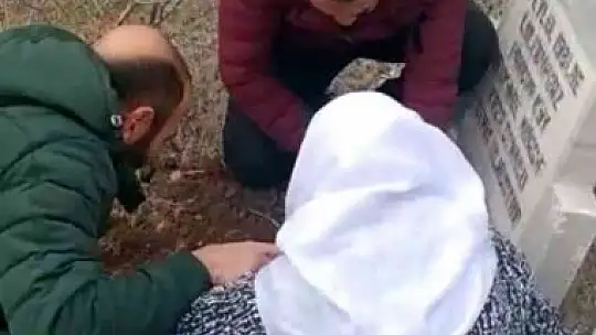 Şehit annesi, oğlunun mezarına fidan dikileceğini öğrenince gözyaşlarına hakim olamadı