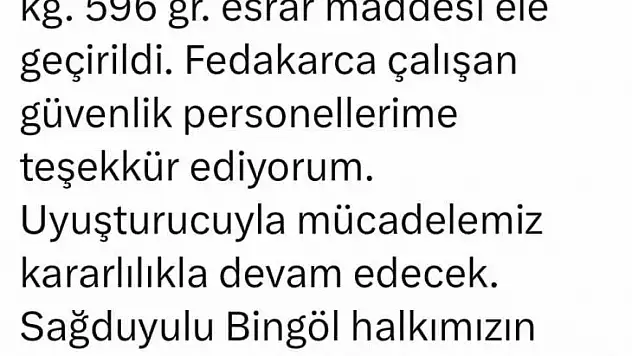 Bingöl'de 23 kilogram uyuşturucu ele geçirildi