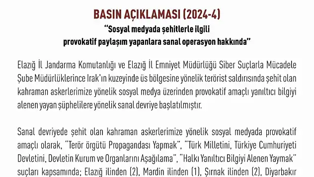 Şehitler üzerinden provokatif paylaşım yapan 12 hesap tespit edildi, yasal işlem başlatıldı