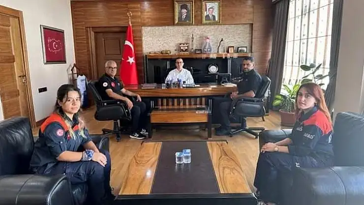 AFAD Arama Kurtarma Birlik Müdürü Karaaslan, Kaymakam Yılmaz ile bir araya geldi