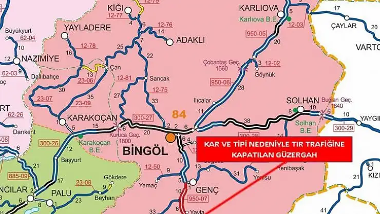 Bingöl - Diyarbakır kara yolu tır trafiğine kapatıldı
