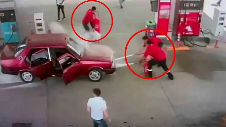 Diyarbakır'da akaryakıt istasyonunda facianın eşiğinden dönüldü... O anlar kamerada