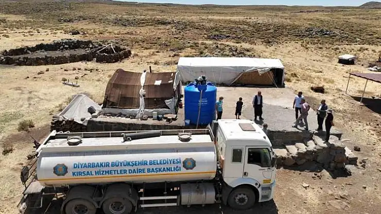 Diyarbakır'da bunaltan sıcakta hayvanlar için yaylalara tankerlerle su taşınıyor